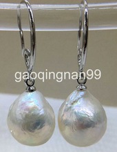 charming FREE Shipping >>12-13mm white reborn keshi South Sea baroque pearl Dangle earrings 925s 2024 - buy cheap