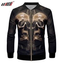 UJWI Man Hip Hop 3D Smog Skull Zip Jacket Printed Streetwear Large Size Leisure Men's Zipper Sweatshirt 6XL Wholesale 2024 - buy cheap