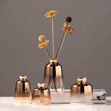 Moderno vaso de vidro galvanizado ouro hidroponia vasos pequenos decoração flores secas recipientes mesa casamento decoração para casa 2024 - compre barato