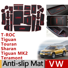 Anti-Slip Rubber Gate Slot Cup Mat for VW T-ROC Tiguan Touran Sharan Teramont Altas Volkswagen 2015 2016 Accessories Stickers 2024 - buy cheap