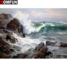 HOMFUN Full Square/Round Drill 5D DIY Diamond Painting "Rock seascape" 3D Embroidery Cross Stitch 5D Home Decor Gift A17310 2024 - buy cheap