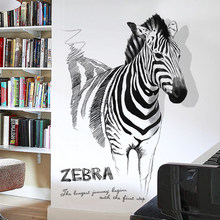 Adesivo decorativo de parede para sala de estar, zebra, preto criativo, decoração de casa, aniaml abstrato, moderno, pôster adesivo para casa 2024 - compre barato