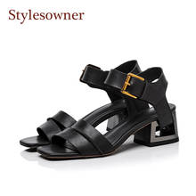 Stylesowner new style lady summer sandal shoes two ways wear strange heel buckle sandals 5cm heel real leather open toe shoe 2024 - buy cheap