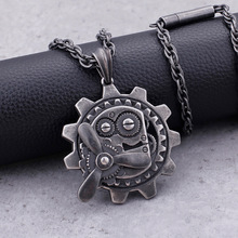 European and American Fashion Jewelry Titanium Steel Rotating Mechanical Gear Pendant Personality 2024 - buy cheap