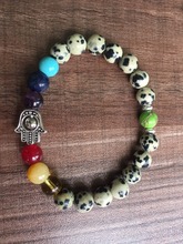 Natural Stone Dalmatian Jasperbeads Bracelets Palm Bracelet 7 Chakra Bracelet Mala Beads Meditation Bracelets wrist mala Prayer 2024 - buy cheap