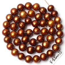 High Quality 8-8.5mm Brown Color Oval Shape Natural Freshwater Pearl Gem Loose Beads Strand 15" w2302 2024 - buy cheap