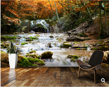 Custom  landscape Textile Wallcoverings,Natural Autumn Waterfall,3D modern photo for living room bedroom kitchen wallpaper 2024 - buy cheap