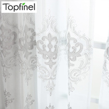 Luxury Palace White Embroidered Floral Sheer Curtains for Living Room Bedroom Tulle Yarn Door Window Curtain for Kitchen Home 2024 - buy cheap