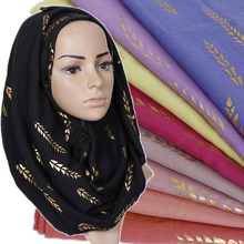 Для женщин блеск цветочный хиджаб шарф хлопок мусульманских мерцающий Цветок Шарфы для обертывания легкая головная повязка шали 10 шт./лот 16 Цвет 2024 - купить недорого