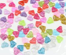 Pendientes diy de resina con forma de corazón para decoración de uñas, 80 Uds., colores variados, cabujón, joyas de purpurina Kawaii, aplicación de artesanía bricolaje, artículo pequeño con parte trasera plana 2024 - compra barato