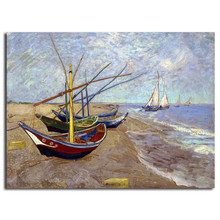 Vincent Van Gogh Fishing Boats On The Beach At Saintes Maries Art Canvas Poster Painting Wall Picture Print Home Bedroom Decor 2024 - buy cheap