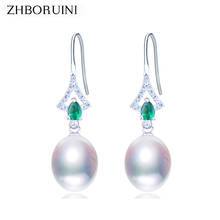 ZHBORUINI 2020 Fashion Pearl Earrings Pearl Natural Pearl Green Zircon Earring 925 Sterling Silver Jewelry For Women Wholesale 2024 - buy cheap