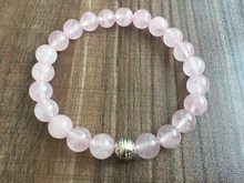 Pulseira de silicone de cristal rosa, 8mm, acessórios, contas de ioga, pulseiras de oração, mala, contas redondas 2024 - compre barato