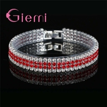 Big Sale 5 Colors Sparkling Cubic Zircon CZ Bracelets 925 Sterling Silver Full Austrian Crystal Paved Bangles Jewelry for Women 2024 - buy cheap