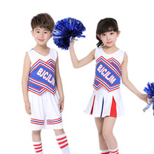 Fantasia infantil de cheerleading, vestido de ginástica com calças de segurança 2024 - compre barato
