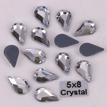 Free Shipping! High Quality 5x8mm Crystal Clear Drop Flat Back Hotfix Rhinestones / Iron On Flat Back Crystals 2024 - buy cheap