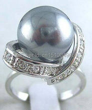 Бесплатная доставка >>> красивое кольцо с жемчугом и серым жемчугом, Размер 7-9 # 2024 - купить недорого