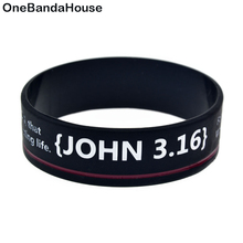 OBH-pulsera de goma de silicona John 3 16 God Love the world, 1 unidad, de una pulgada de ancho 2024 - compra barato