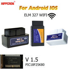Hippcron OBD2/OBDII Bluetooth/WIFI MINI ELM327 V1.5 for IOS/Android Auto Diagnostic Scanner Tool White Black Blue 2024 - buy cheap