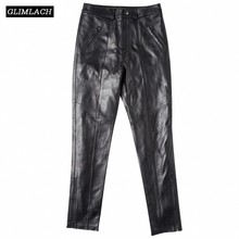 Casual Genuine Leather Pants Women Sheepskin Real Leather Trousers Streetwear Fake Zipper Fashion Lady Slim Leather Pencil Pants 2024 - buy cheap