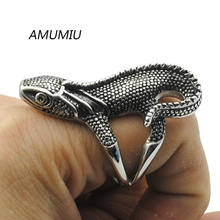 AMUMIU Fashion Men Rings 316L Stainless Steel Jewelry Men Rings Vintage Teenage Lizard HZR028 2024 - buy cheap