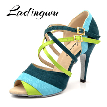 Ladingwu Brand New Women's Dance Shoes Heeled Tango Ballroom Latin Salsa Dancing Shoes For Women Hot Sales Brown Green Suede 2024 - buy cheap