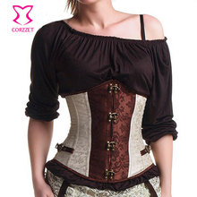 Steampunk Women Brown/Beige Underbust Corset Sexy Corselete Feminino Espartilhos Vintage Steel Boned Corsets And Bustiers Gothic 2024 - buy cheap