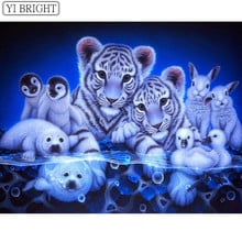 5D DIY Full Square Diamond Painting Cross Stitch Tiger family 3D Diamond Embroidery Rhinestone Mosaic Home Decor 2024 - buy cheap