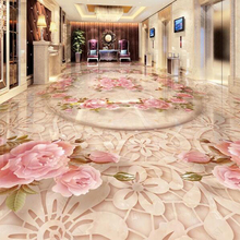Papel tapiz 3D de estilo europeo, pegatina de suelo Floral de mármol para sala de estar, dormitorio, PVC, autoadhesivo, murales impermeables, decoración de papel de pared 2024 - compra barato
