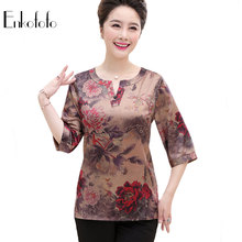 2019 Summer Silk Blouse Women Print Half Sleeve Chiffon Loose Shirt Femininas Camisas Female Plus Size Womens Tops and Blouses 2024 - buy cheap