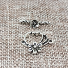 2 Sets 925 Sterling Silver Flower Toggle Clasps for Bracelet Necklace 2024 - buy cheap