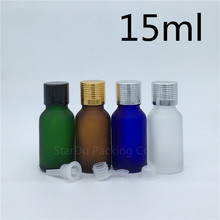 Travel Bottle 15ml Green Blue Amber Transparent Frosted Glass Bottle, Vials Essential Oil Bottle With Aluminum Cap 10pcs/lot 2024 - buy cheap
