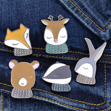 XM004 Cartoon Brooch For Women Super Cute Fox Bear Deer Rabbit Animal Enamel Pin Denim Jackets Collar Badge Pins 2024 - buy cheap