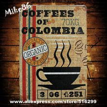 Mike86-carteles de Metal de café de COLOMBIA, cartel de pintura de arte de pared de PUB, decoración artesanal de Bar, pedido de mezcla de AA-152, 20x30 CM 2024 - compra barato