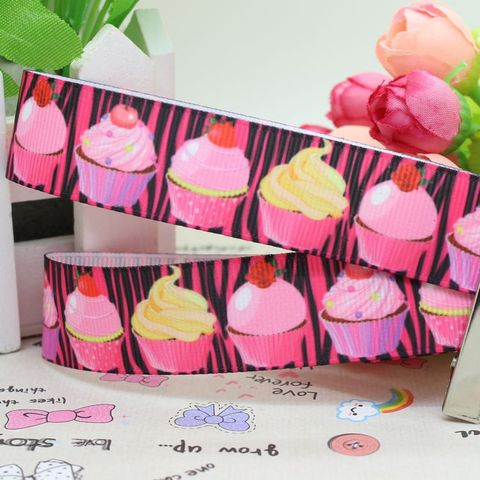7/8'' Free shipping CupCake printed grosgrain ribbon hair bow diy party decoration wholesale OEM 22mm B38 2022 - купить недорого