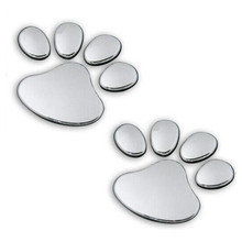 New  3D Silver Cute Pet Animal Paw Car Stickers 1 Pair Footprints Emblem Car Truck Decor 3D Sticker Decal 40 2024 - buy cheap