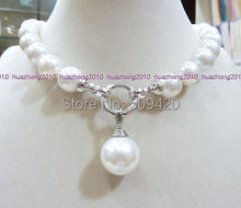 Collar de perla de concha del Mar del Sur, colgante redondo blanco de 18 "+ 16MM, AAA encantador + 12mm, envío gratis al por mayor 2024 - compra barato
