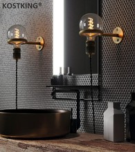 Luminária de parede estilo nórdico, vintage, punk, led, espelhado, retrô, para decoração industrial de loft, quarto, banheiro, casa 2024 - compre barato