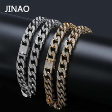 JINAO Hip Hop Jewelry 16mm Miami Cuban Chain Micro Pave Cubic Zirconia Necklace Full Iced Out Chain Gold  Bling Male Gifts 2024 - buy cheap