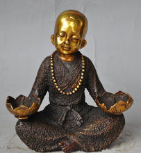Candelabro budista chinês em bronze dourado, estátua de monge budista, flor de lótus, castiçais 2024 - compre barato