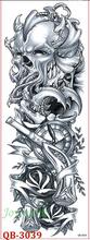 Водостойкая Временная тату-наклейка на всю руку, Череп, осьминог, Кракен, пистолет, дьявол, проклейка, тату флэш-тату, искусственные татуировки 2024 - купить недорого