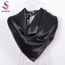 [BYSIFA] Winter Plain Square Scarves For Ladies Male New Candy colors Silk Scarf 90*90cm Autumn Silk Muffler Muslim Headscarves 2024 - buy cheap