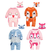 New Animal Baby Rompers Newborn Baby Girl Clothes Cute Cartoon Fox Baby Boy Rompers Uniex Baby Costume And Hat 2024 - buy cheap