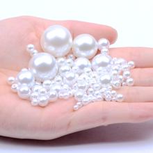 Perlas de imitación para accesorios de joyería, perlas de imitación de marfil redondas de resina con agujero de 18 g/bolsa, cuentas de muchos tamaños para elegir 2024 - compra barato