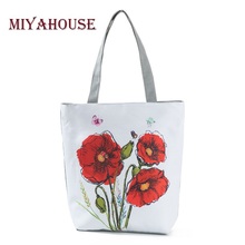 Women Canvas Tote Vintage Flowers Print Beach Bags For Female Grape Design Shopping Handbags Girls Floral Bag eco friendly 2024 - buy cheap