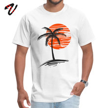 Camiseta de algodón para hombre, prenda de vestir, con diseño de palmera al atardecer, playa, Verano 2024 - compra barato