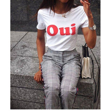 Skuggnas Oui T-Shirt French Writing Ladies T Shirt grunge 90s fashion Tumblr aesthetic tshirt summer casual tops outfit tees 2024 - buy cheap