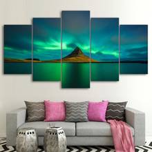 Canvas Wall Art Pictures Home Decor For Living Room 5 Pieces Iceland Aurora Paintings Modular HD Prints Volcano Poster Framework 2024 - buy cheap