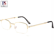 Óculos de leitura dobrável anti-azul-ray, armação dourada para presbiopia e homens e mulheres vidro com capa (+ 1.0 1.5 2.0 2.5 3.0 3.5) qs01 2024 - compre barato