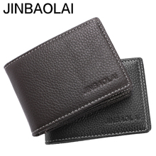 JINBAOLAI-Funda de cuero de vaca para documentos de conducción, cubierta de identificación, Soporte para tarjeta de foto bancaria, billetera para tarjetero corto para hombre, funda plegable 2024 - compra barato